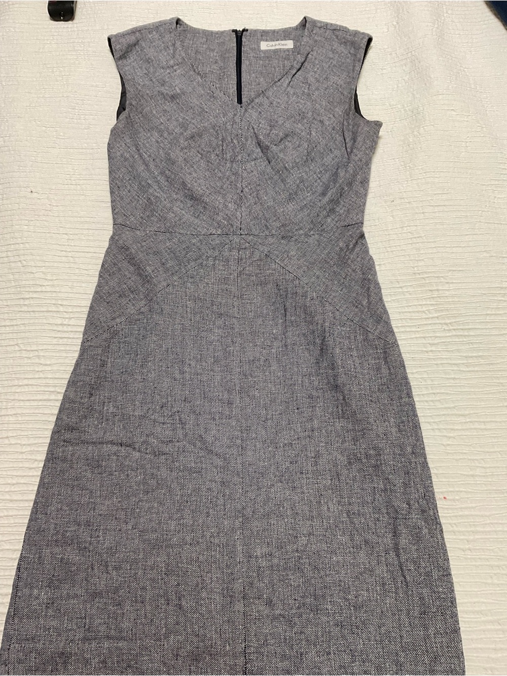 Calvin Klein Heather Gray Cap-Sleeve Sheath Dress